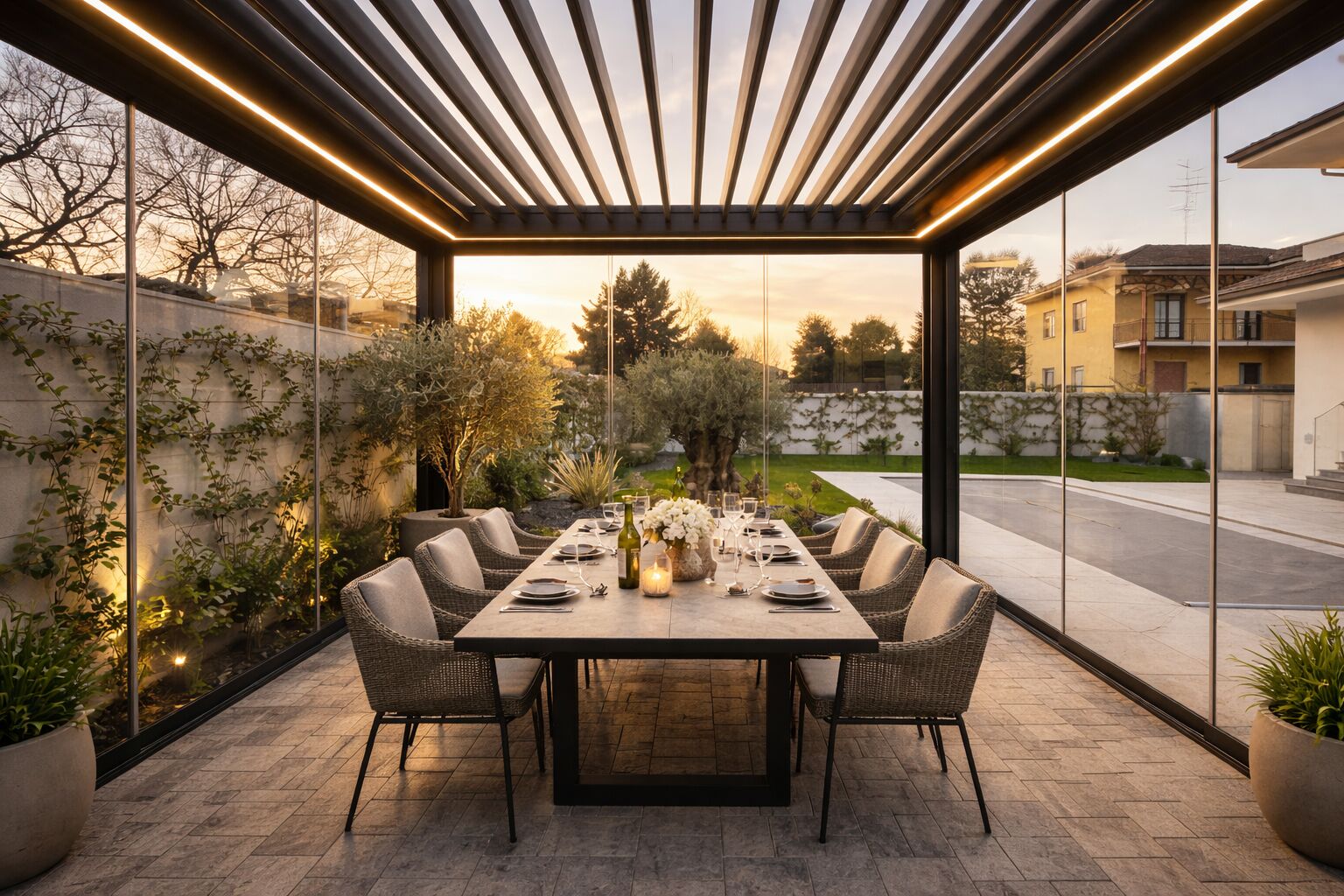 Rendering Pergola Bioclimatica Vista Dentro - 3