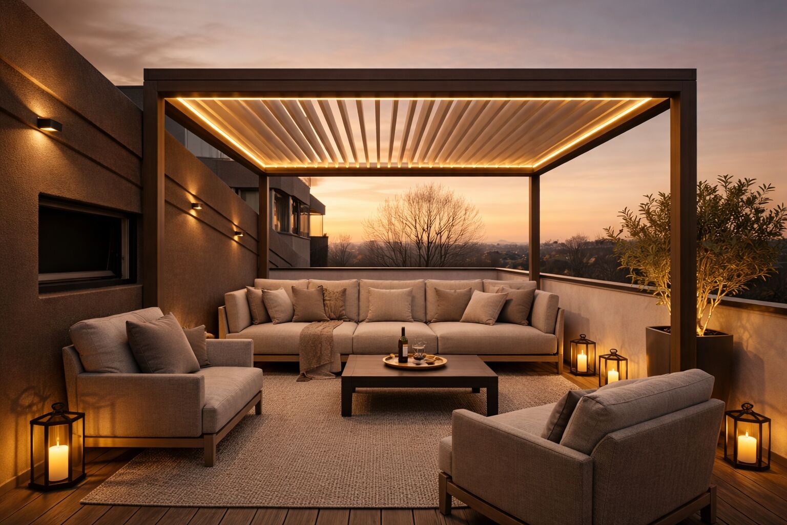Terrazzo con pergola installata