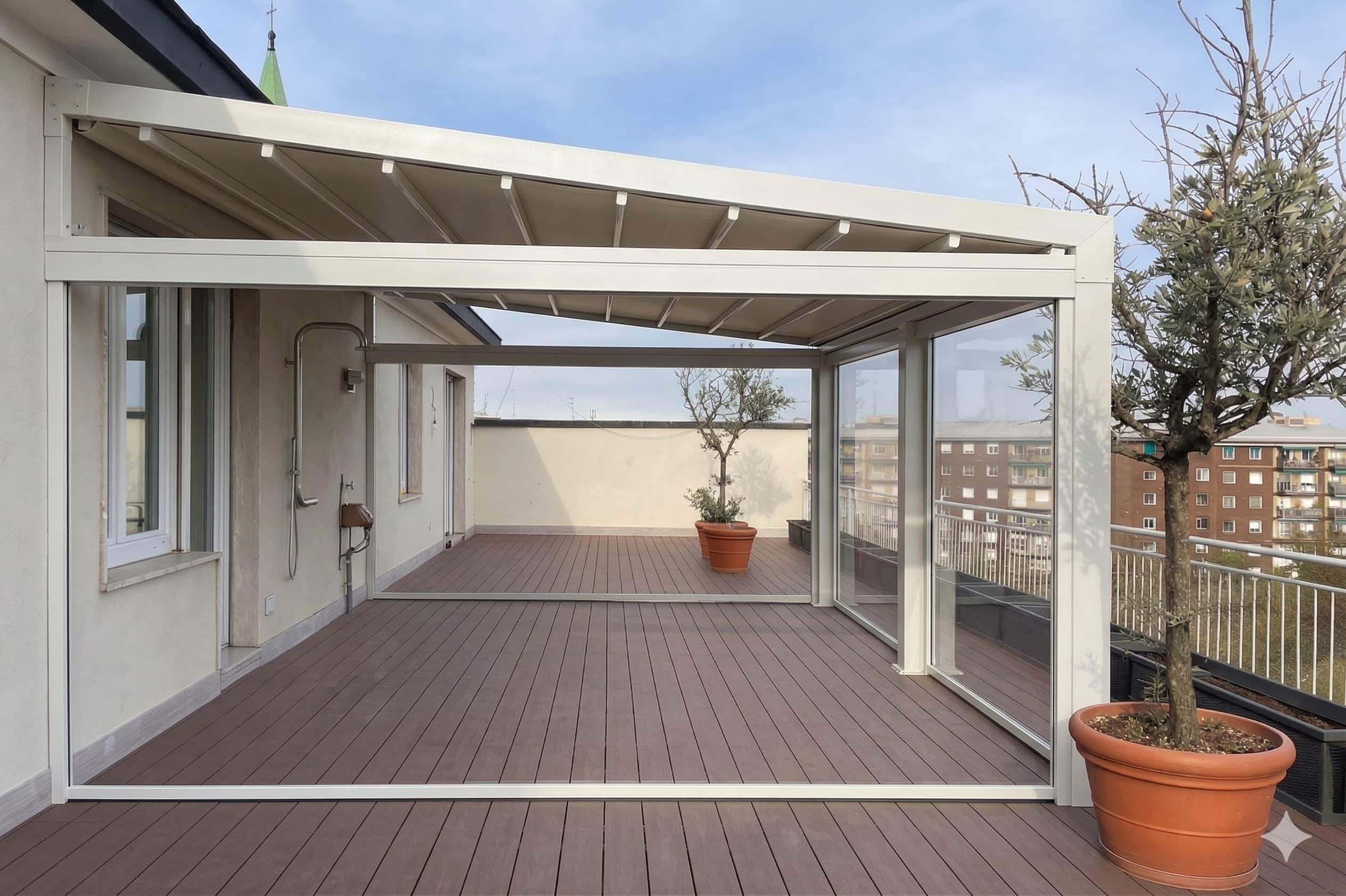 Rendering pergola addossata Openhouse Milano Via Solari